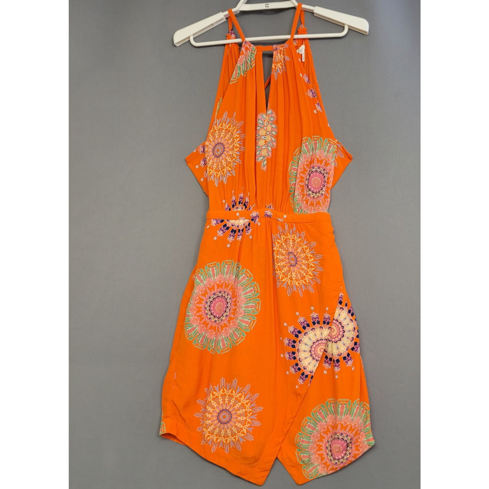 Floreat Livia Anthropologie Halter Dress Womens 0 Orange Tulip Hem Retro Boho